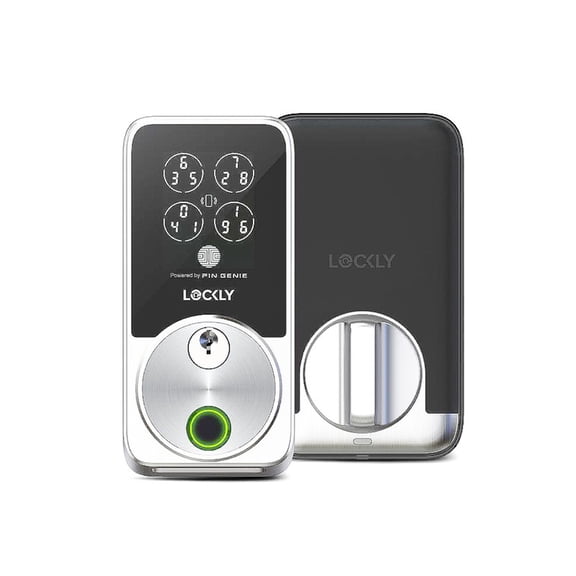 Lockly Secure Pro Zeno Smart Door Lock, Fingerprint Keyless Entry Deadbolt, Apple Home Key, Built-In WiFi, App Remote Control, Auto Lock, IP65 Waterproof, Satin Nickel