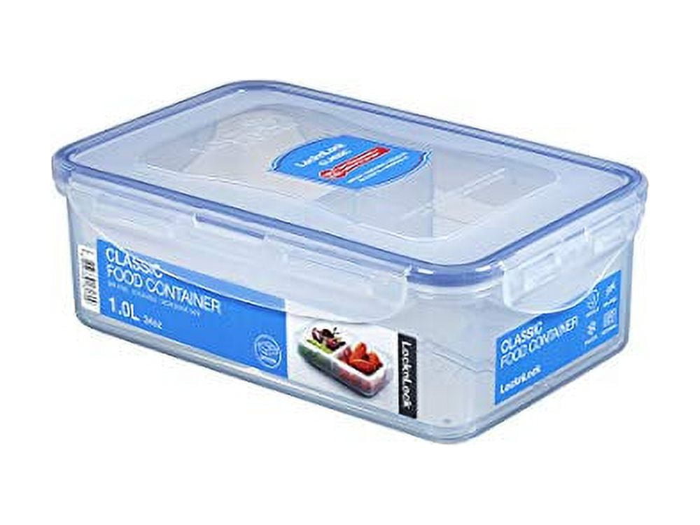 LocknLock Easy Essentials Airtight Rectangular Tall Food Storage Container  7.61 Cup, 4 Piece, Clear