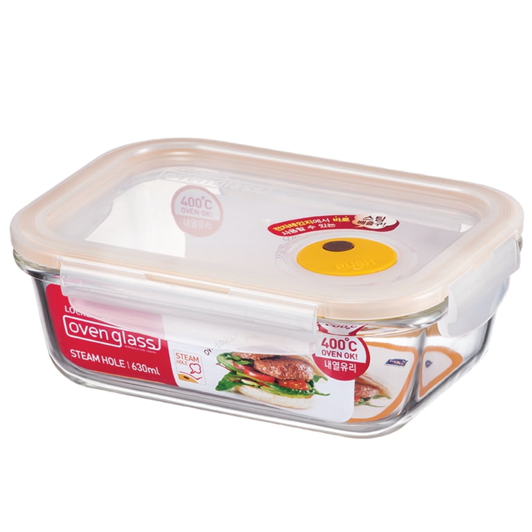 Lock & Lock 25 Oz Glass Food Storage Container With Divider - Airtight, Microwave & Dishwasher Safe