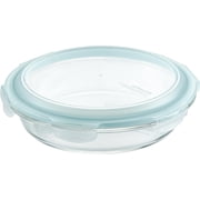 LocknLock Purely Better Glass Round Pie Baking Dish/Food Storage Container with Lid, 9.5 Inch, Clear
