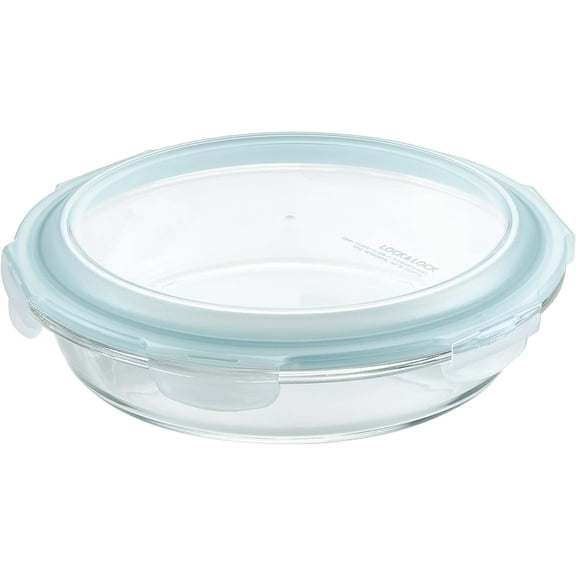 LocknLock Purely Better Glass Round Pie Baking Dish/Food Storage Container with Lid, 9.5 Inch, Clear