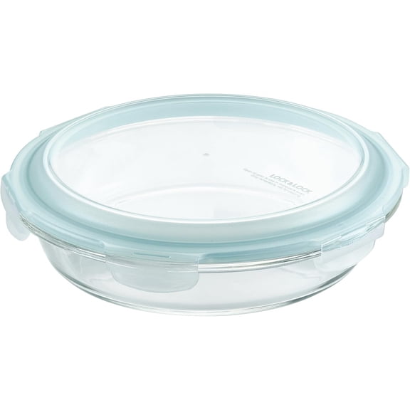 LocknLock Purely Better Glass Round Pie Baking Dish/Food Storage Container with Lid, 9.5 Inch, Clear