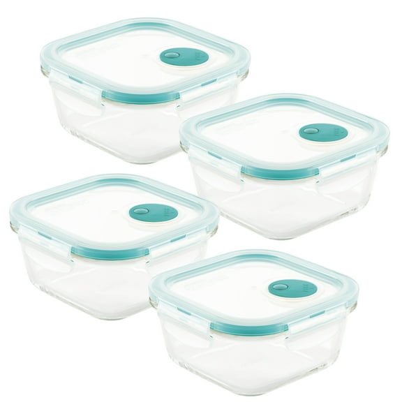 LocknLock Purely Better Vented Glass Food Storage Containers, 17-Ounce, Set of Four