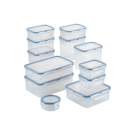 LocknLock Storage 24-Piece Clear Food Storage Container Set with 4-hinge locking system