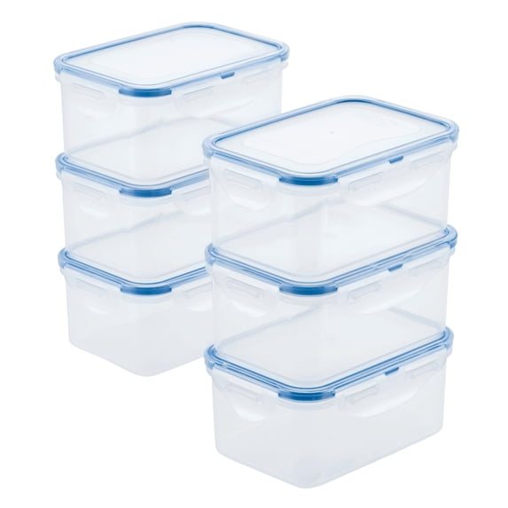 LOCK&LOCK Set of 6 Easy Essentials Leak-Proof, Airtight Food Storage Containers, Ideal for Pantry Organization, Meal Prep, and Leftovers