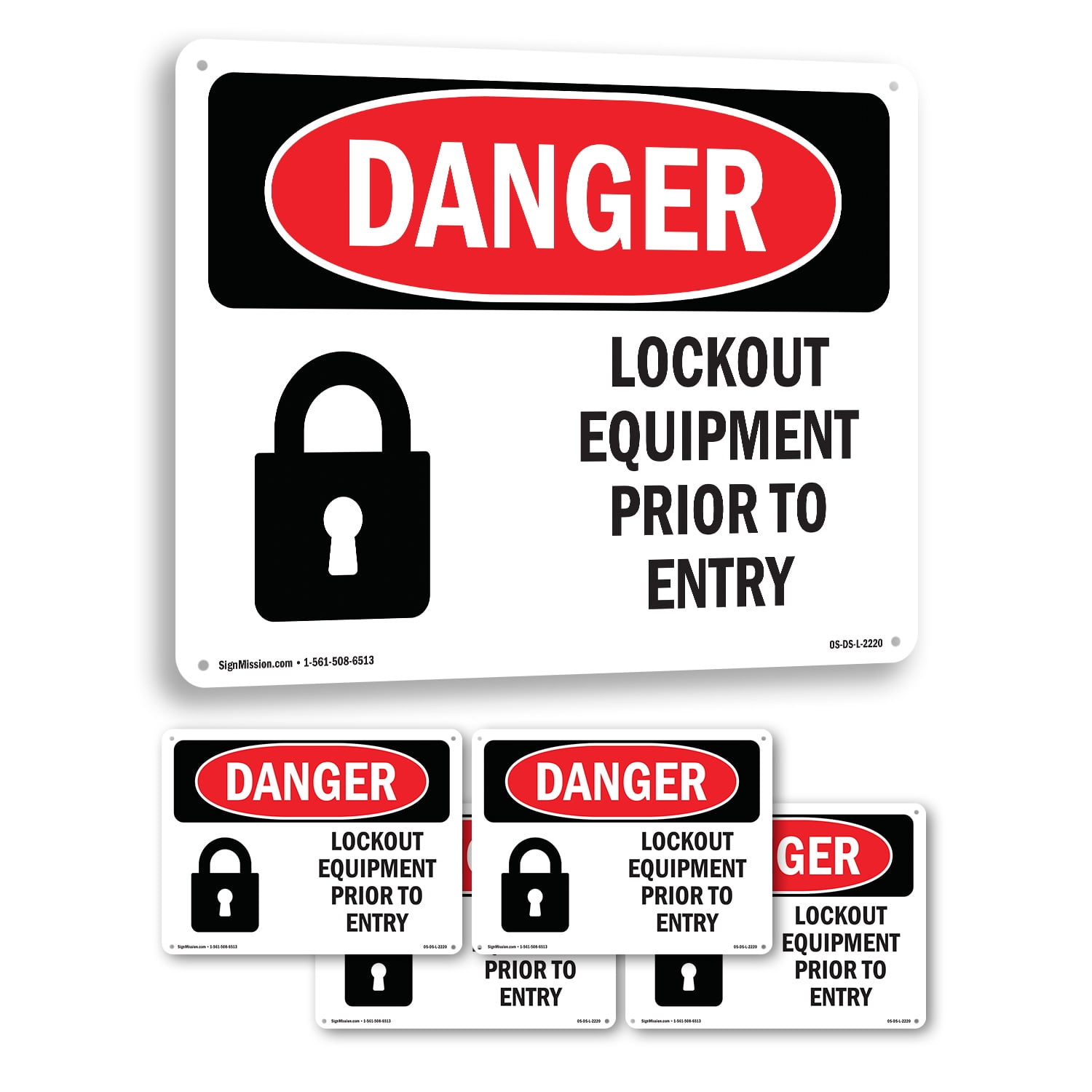 Lockout Equipment Prior To Entry OSHA Danger Aluminum Sign 24 Inch x 18 ...