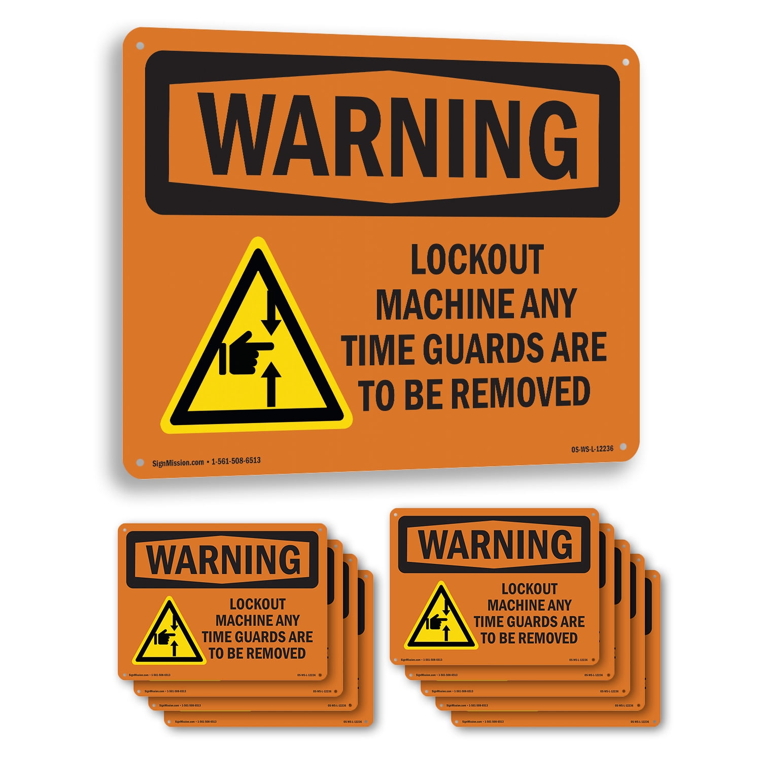 Lockout Machine Any Time Guards With Symbol OSHA WARNING Rigid Plastic ...