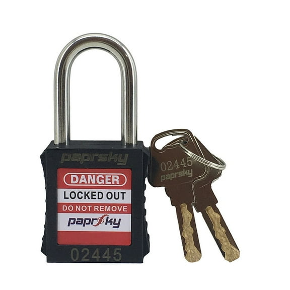 Lockout Padlock Black Short Shackle PS-LOTO-PPR-38 - Pack of 10