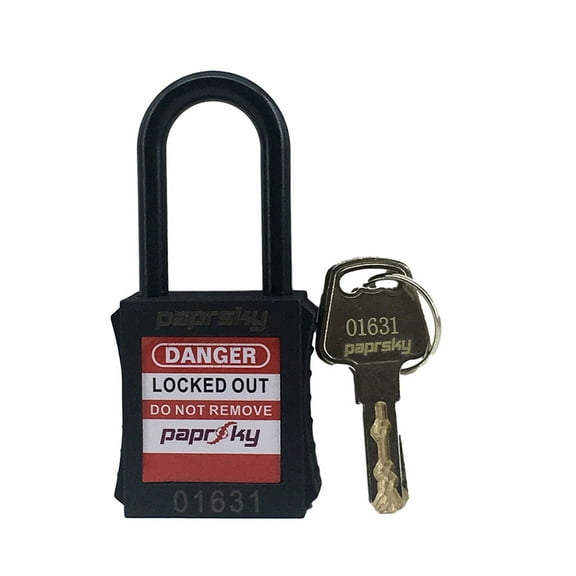Lockout Padlock Dielectric Black plastic short shackle PS-LOTO-PPNR-38 pack of 10