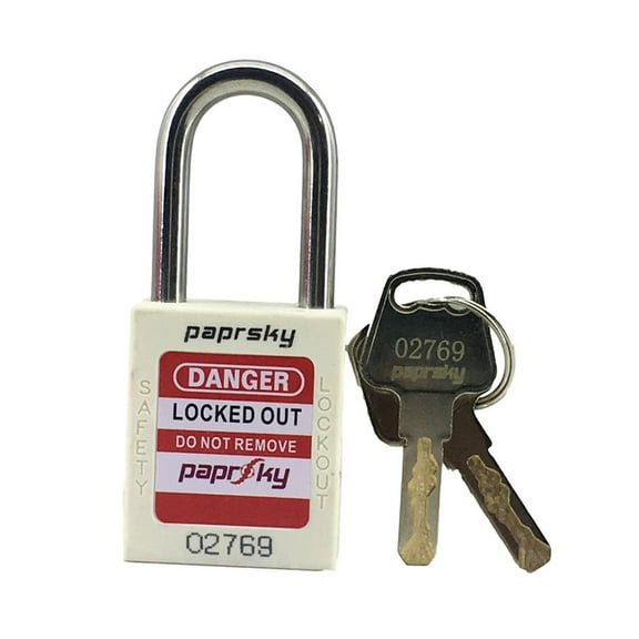 Lockout Padlock White Short Shackle PS-LOTO-PPR-38 - Pack of 10