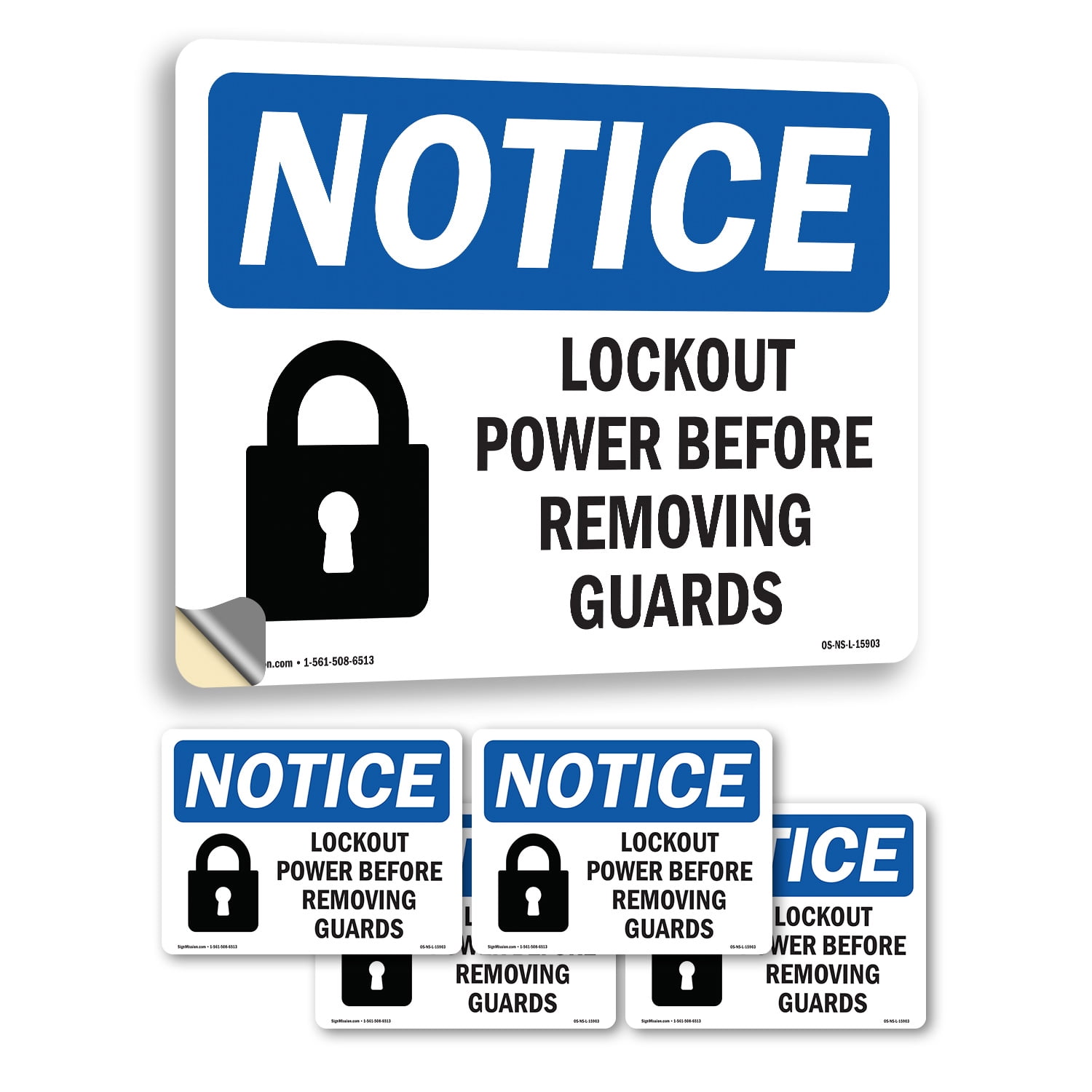 Lockout Power Before Removing Guards OSHA Notice Vinyl Decal Label 18 ...