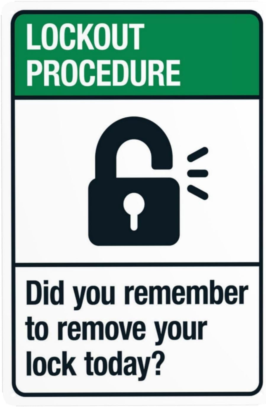 Lockout Procedure Warning Sign, Security Safety Metal Signs, Vintage ...
