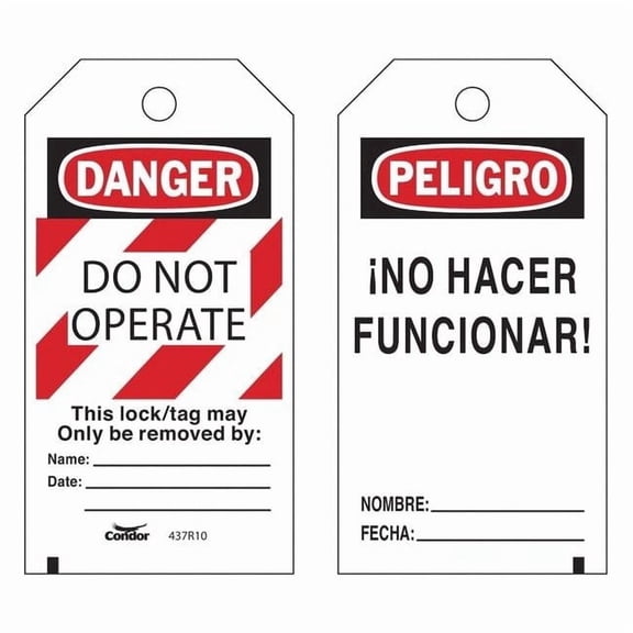 Lockout Tag, Danger, Polyester, 3 in Width, 5 3/4 in Height, Write On Surface: Yes ,25 PK