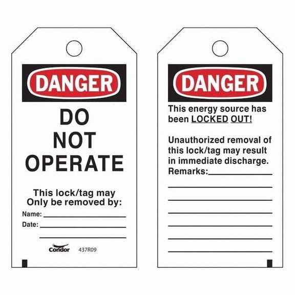Lockout Tag, Danger, Polyester, 3 in Width, 5 3/4 in Height, Write On Surface: Yes ,25 PK