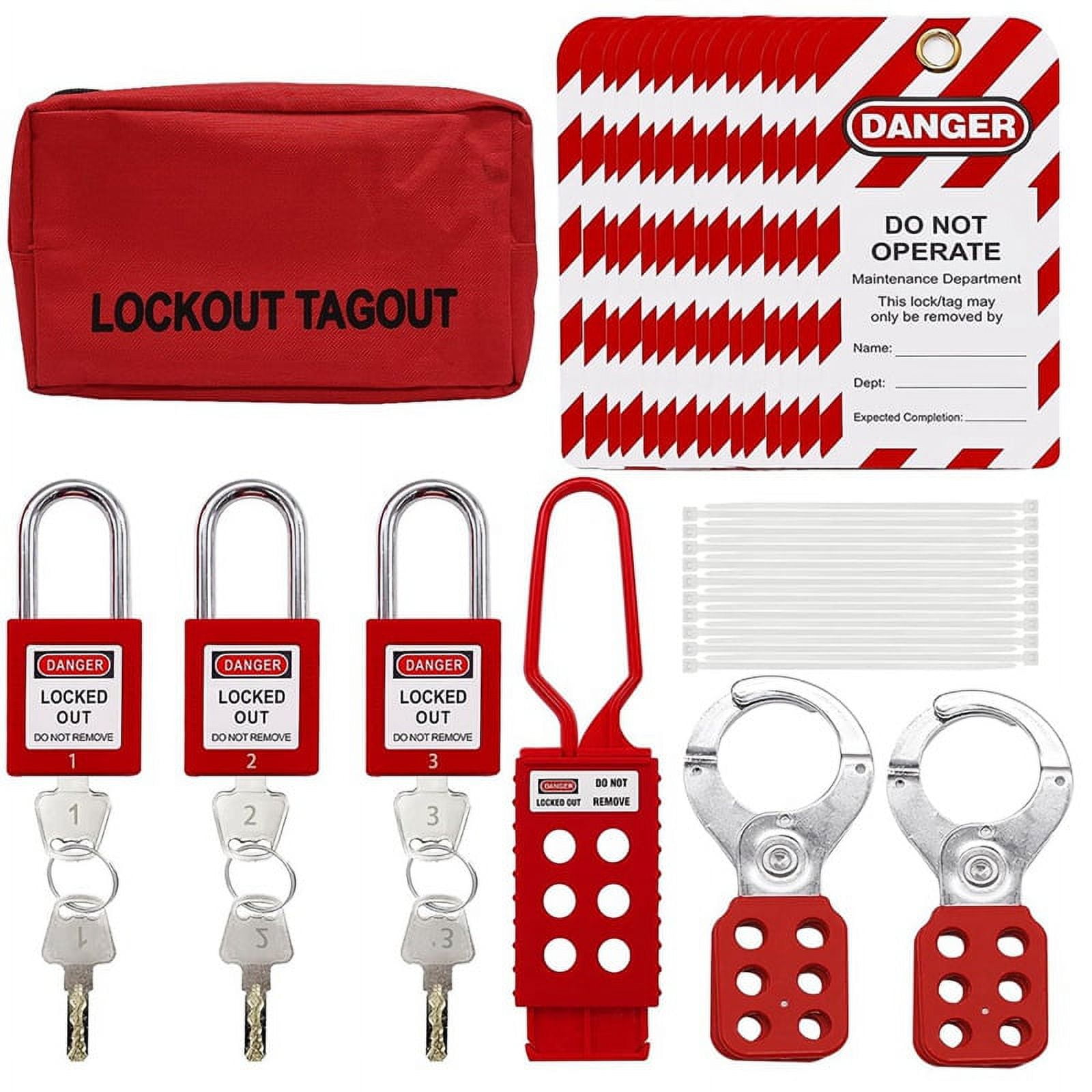 Lockout Tagout Kit, Nylon Ties, Safety Padlocks with Number,Group