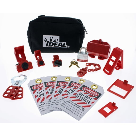 Ideal 44-970 15-Pieces Basic Lockout/Tagout Kit with Small Zippered Pouch