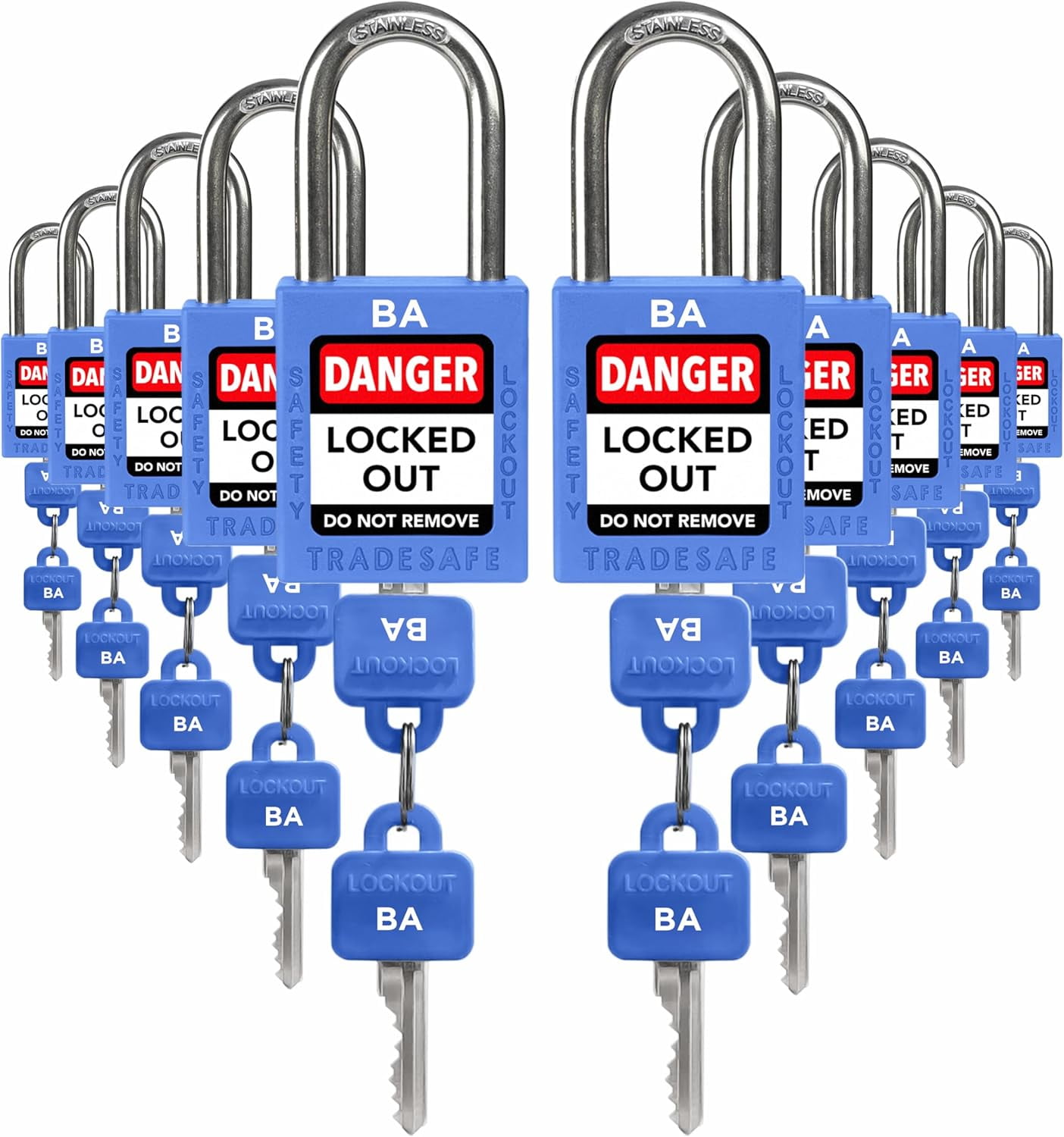 BOZZYS Lockout Tagout Locks 6 Pack｜OSHA Blue Loto Locks Keyed Alike｜6 Same Keys/Set For - View #3