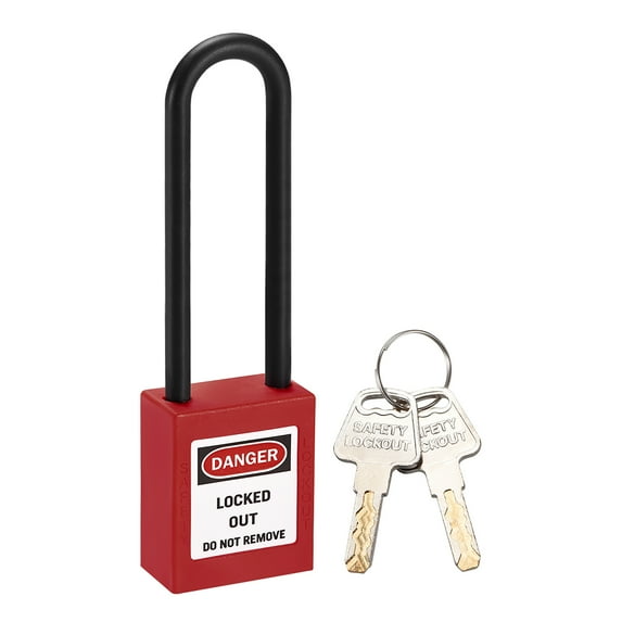 Uxcell 3'' Lockout Tagout Shackle Keyed Padlocks Nylon Red 1pcs
