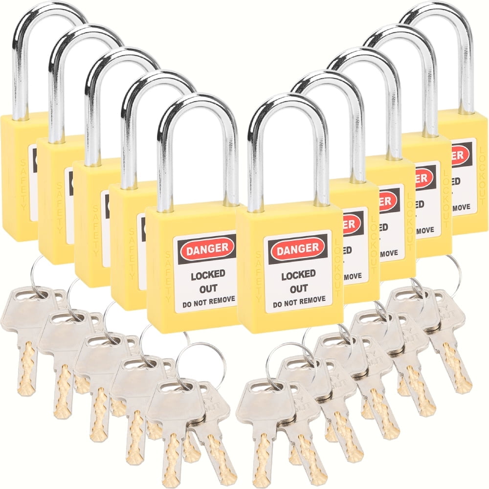 Walmart Lockout Tagout Set - 10 Yellow Keyed Padlocks with 2 Keys Each ...