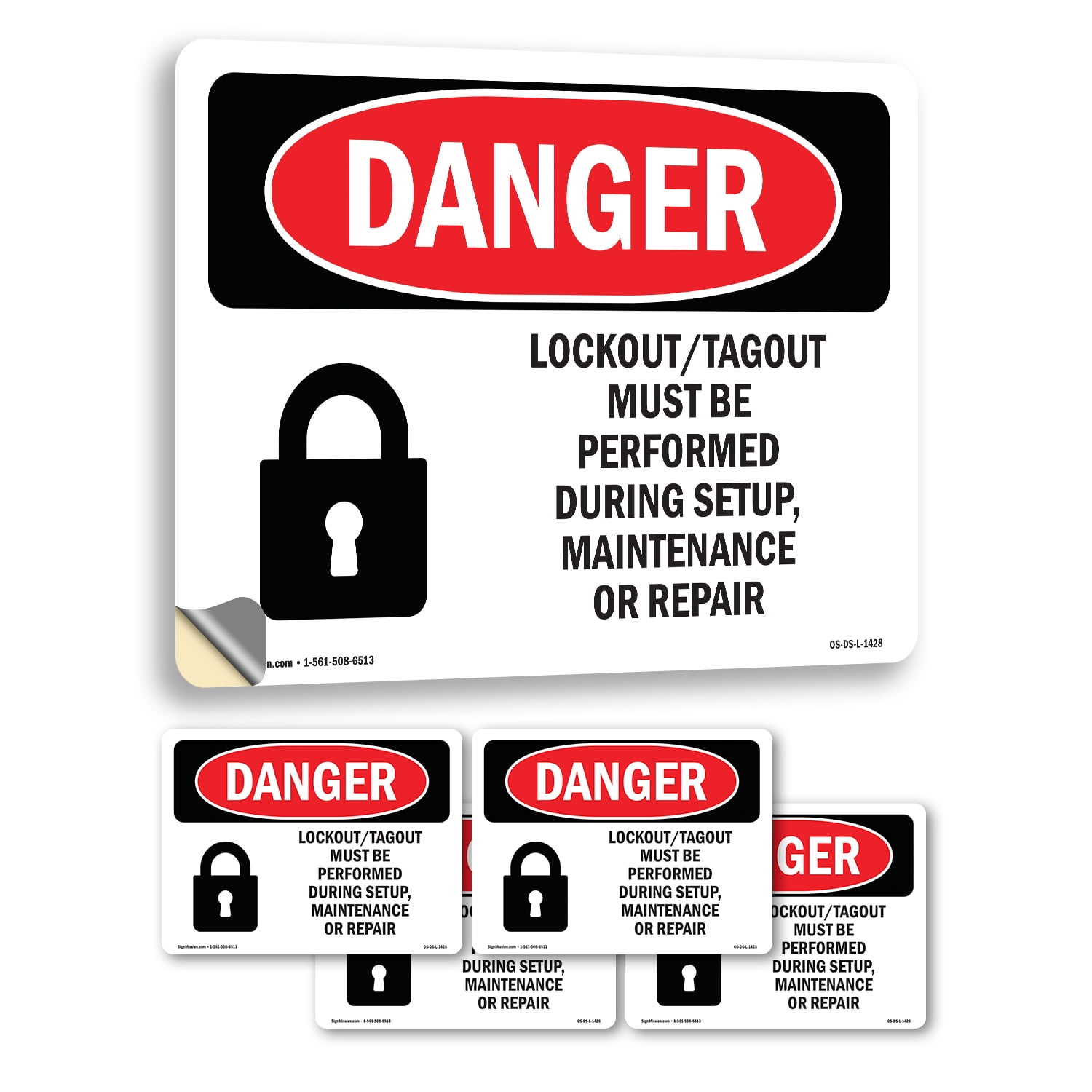 Lockout Tagout Setup Maintenance Repair OSHA Danger Vinyl Decal Label 7 ...