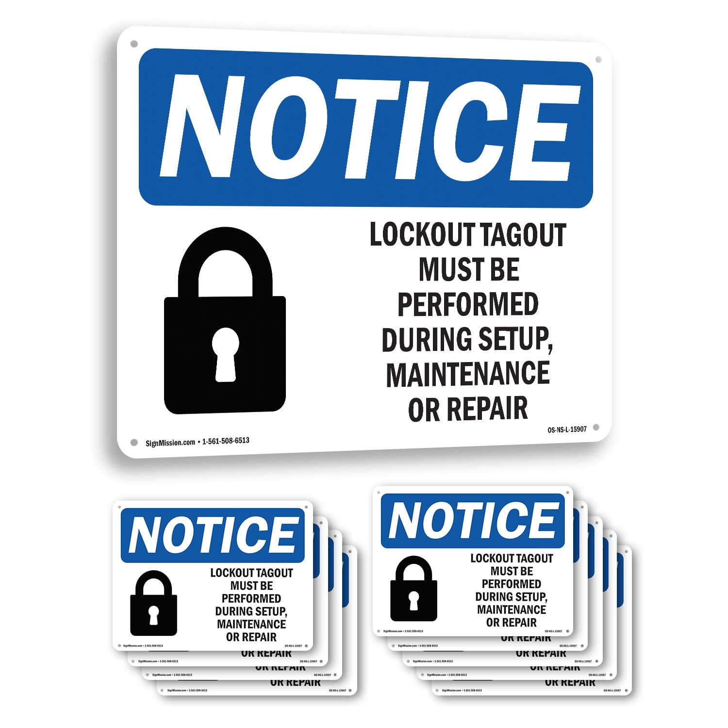 Lockout Tagout Setup Maintenance Repair OSHA Notice Rigid Plastic Sign ...