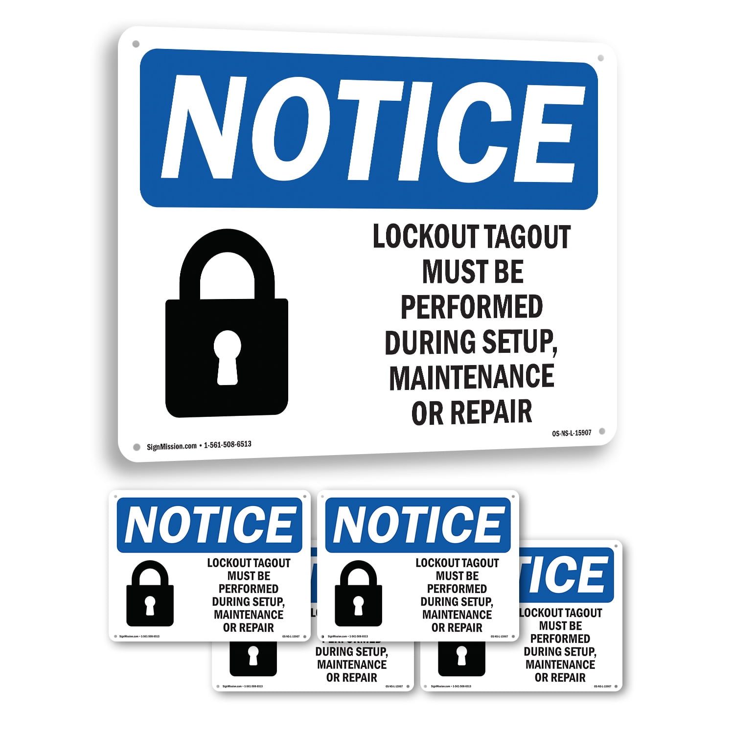 Lockout Tagout Setup Maintenance Repair OSHA Notice Rigid Plastic Sign ...