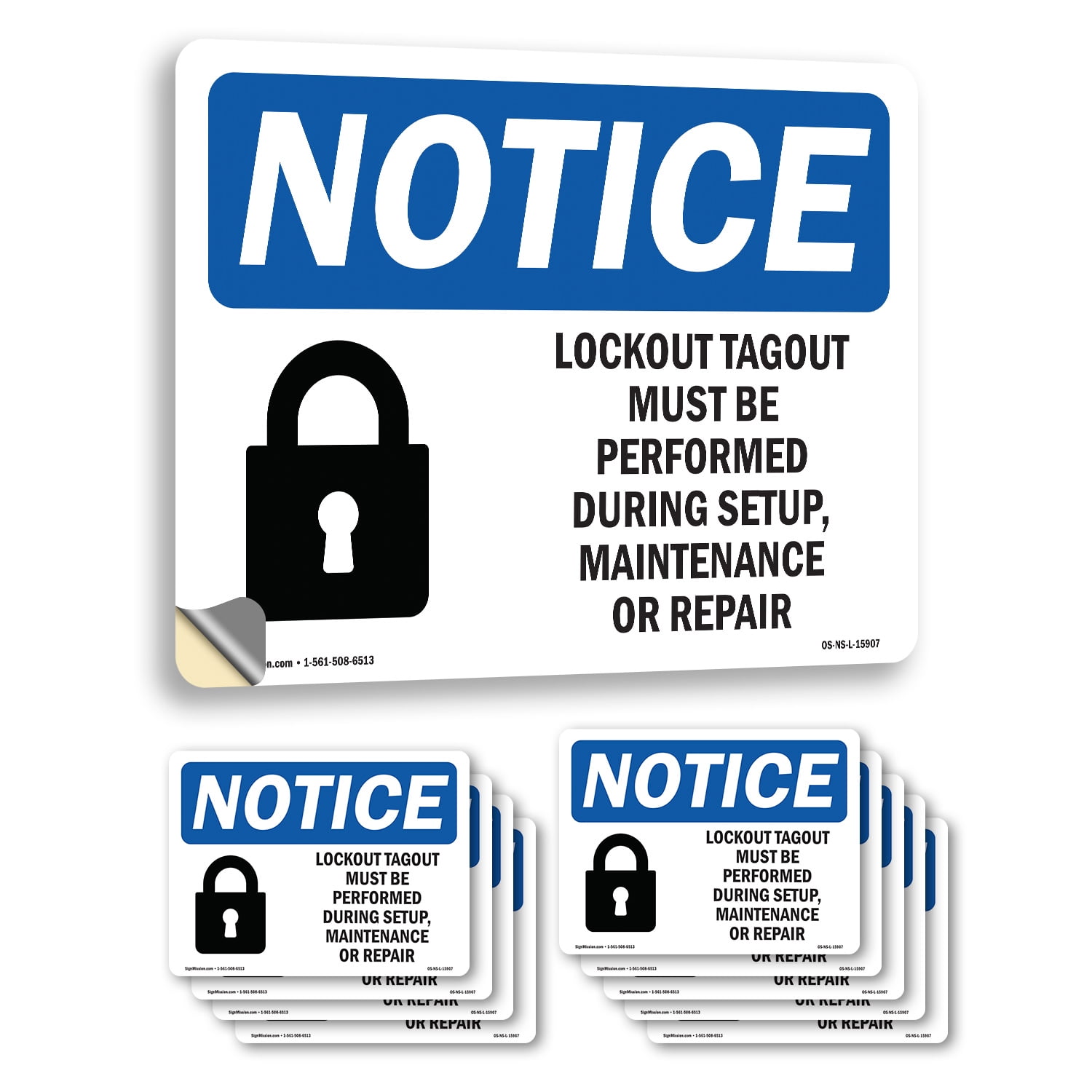 Lockout Tagout Setup Maintenance Repair OSHA Notice Vinyl Decal Label 7 ...