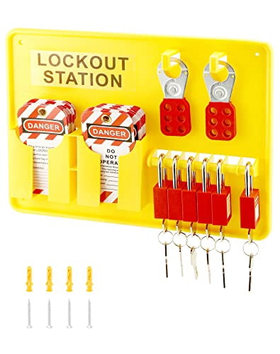 Lockout Tagout Station with Loto Kits - Includes 1 Lockout Station, 6 ...
