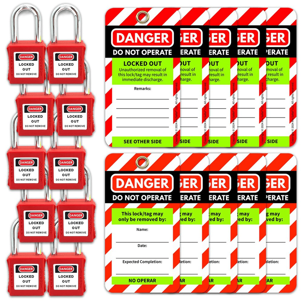 Lockout Tagout Tags and Padlocks Red Safety Tag Easy Identification Lock Out Kit Tagout Locks ...
