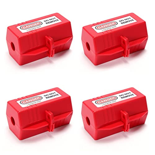 Lockout Tagout Universal Forklift, Cylinder, Electrical Plug Lockout Device for 110 and 220 Volt Plugs - 4.5 x 3 Inch Lock Out Tag Out - 4 Pack