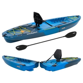 Lockport Modular Sit-On-Top Fishing Kayak, 9 ft. 4 in., Azure Fusion, 2-Piece Portable Design with Paddle and Adjustable Backrest