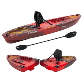 Lockport Modular Sit-On-Top Fishing Kayak, 9 ft. 4 in., Volcano Fusion, 2-Piece Portable Design with Paddle and Adjustable Backrest