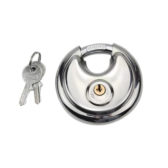 Locks with Keys,Lock for Storage Unit,Stainless Steel Round Cake Lock High Security Padlock Hardened Steel Shackle Chain Lock for Storage Units Garages Sheds Trailers 2-Pack Keys(S)