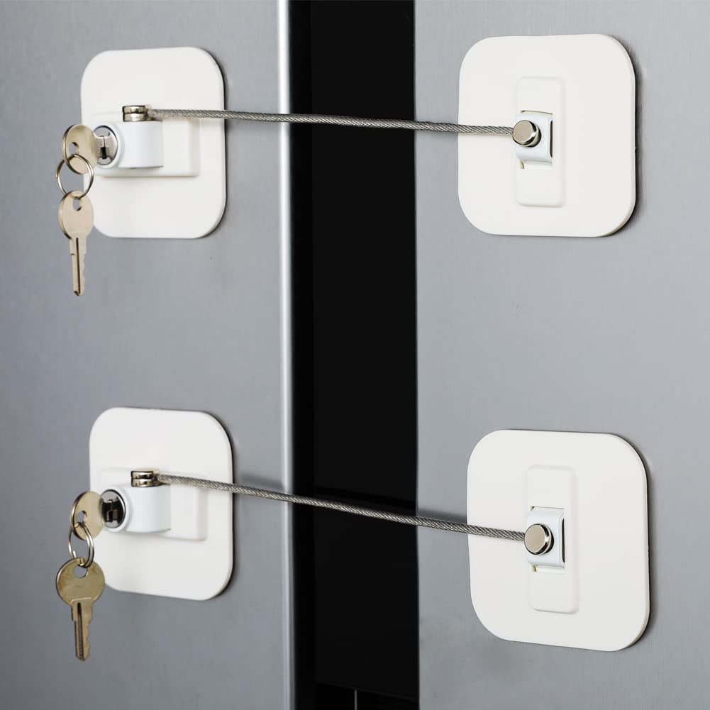 Locks for Refrigerator,2 Pack Fridge Lock with Keys,Lock for a Fridge(White Refrigerator Lock) - image 1 of 7