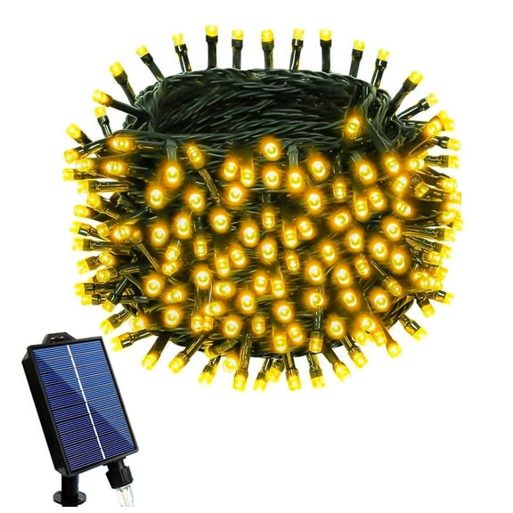 Lockways 300 LED Solar String Lights for Outside, Total 105FT Outdoor Solar String Lights, Waterproof Solar Powered String Lights Outdoor with 8 Modes for Garden Tree Patio Wedding Party (Warm White)