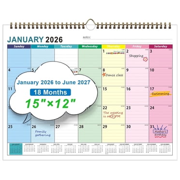 JILhome Calendar 2026, 18 Months Calendar 2026-2027, Large Monthly Calendar 15"×12", Premium Paper Monthly Planner with Julian Dates, Twin-Wire Binding for Office Home Planning