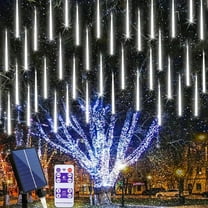 Lockways Christmas Lights Outdoor UL Certified Meteor Shower Lights 20Inch 8Tubes 288LED Falling Rain Drop Lights Icicle Snow Cascading Xmas Lights for Tree Wedding Party Garden Decoration,White