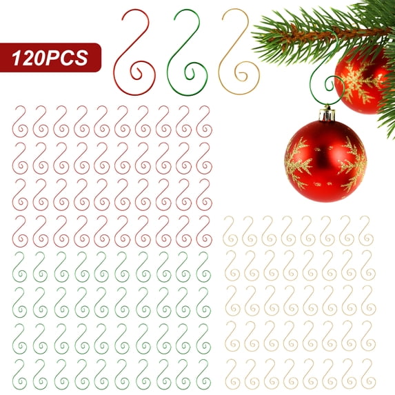 Lockways 120 Pcs Christmas Ornament Hooks S-shaped Ornament Hangers for Xmas Tree Hanging Christmas Balls Decoration