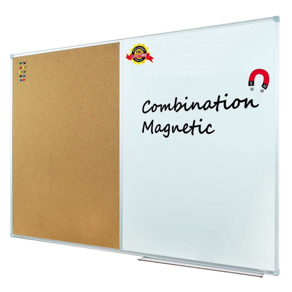 Lockways Combination Board 36" x 24" White Board and Cork Board Combo 3' x 2' Bulletin