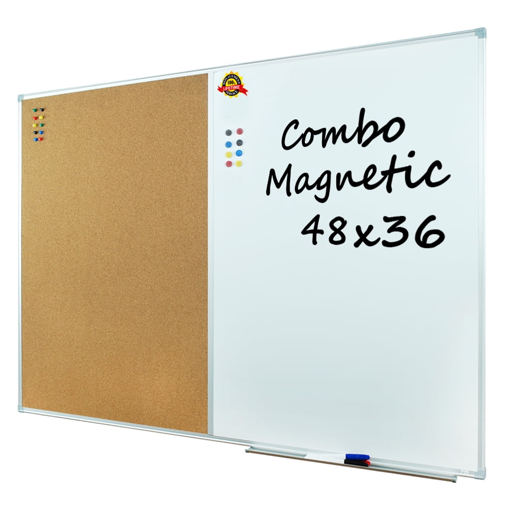 Lockways Combination Board 48" x 36" White Board and Cork Board Combo 4' x 3' Bulletin
