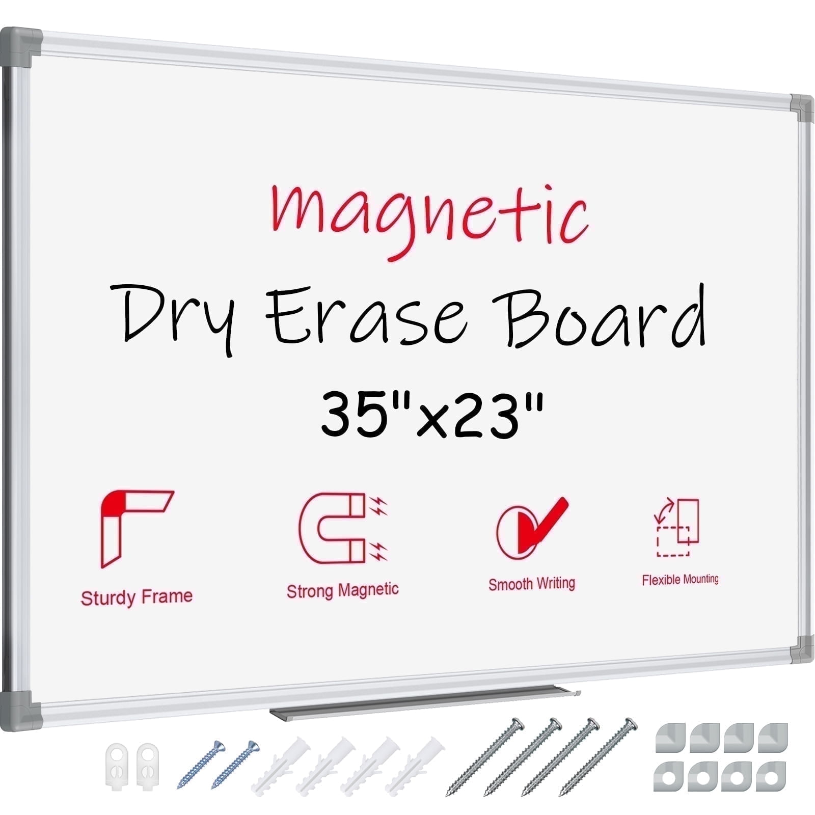 Lockways Dry Erase Board 35" x 23" Large Magnetic Board Calendar Dry Erase Wall Mount Aluminum Frame Marker Board