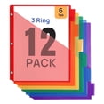 thumbnail image 1 of JILhome 12 PCS Binder Dividers with Tabs, Dividers for 3 Ring Binders, 6-Tab Dividers with Pockets, Binder Dividers for School Office Home Organization, Multicolor, Letter Size, 1 of 8