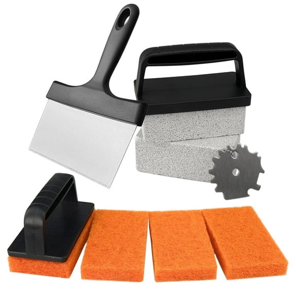 Lockways Griddle Cleaning Kit for Blackstone Flat Top Grill Cleaner Tool Set with Grill Stone Cleaning Brick, Griddle Scraper 10 Pcs