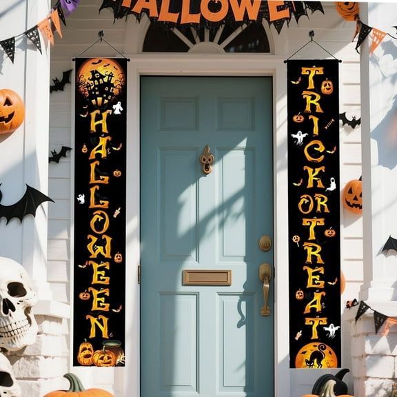 Lockways Halloween Decorations, Porch Banners for Halloween Trick or Treat Witches Hanging Decorations Indoor Outdoor