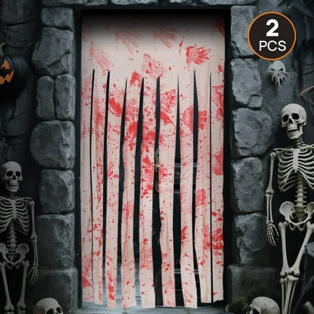 Lockways 2PCS Halloween Bloody Doorway Curtain 39"x65" Blood Splatter Door Curtain Halloween Party Decoration