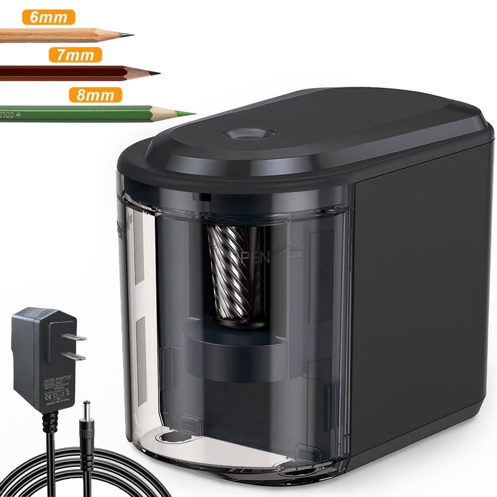 JILhome Heavy-Duty Electric Pencil Sharpener, Helical Blade Pencil Sharpener, Auto Stop Pencil Sharpener for No.2/Colored Pencils(6-8mm), Plug In Pencil Sharpener for Home, Office, Teacher, Black
