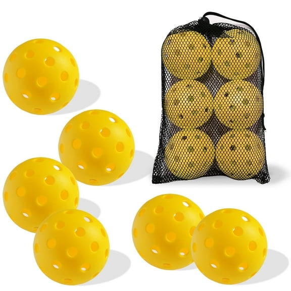 Lockways 6-Pack Pickleball Balls – 40-Hole Indoor/Outdoor with Bag, Balanced High Bounce, for Tournament Play
