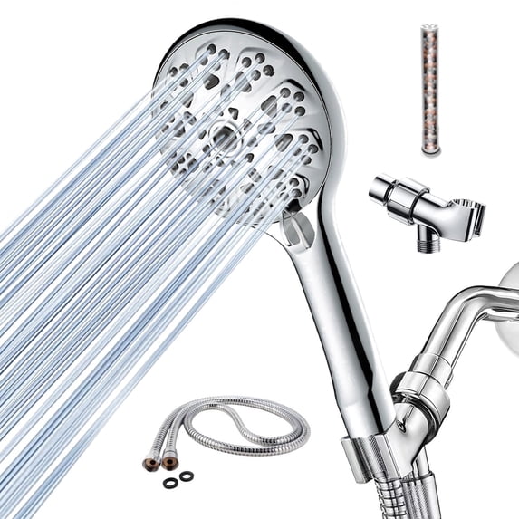Lockways Filtered Shower Head with Handheld, High Pressure Shower Head for Tub, Tile, 10 Spray Modes Non-Clogging Hand Held Shower Head with 59 Inch Hose & Adjustable Bracket