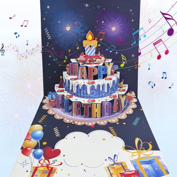 Lockways 3D Pop Up Happy Birthday Cards for Men,LED Fireworks & Music,Happy Birthday Card for Him, Dad, Husband