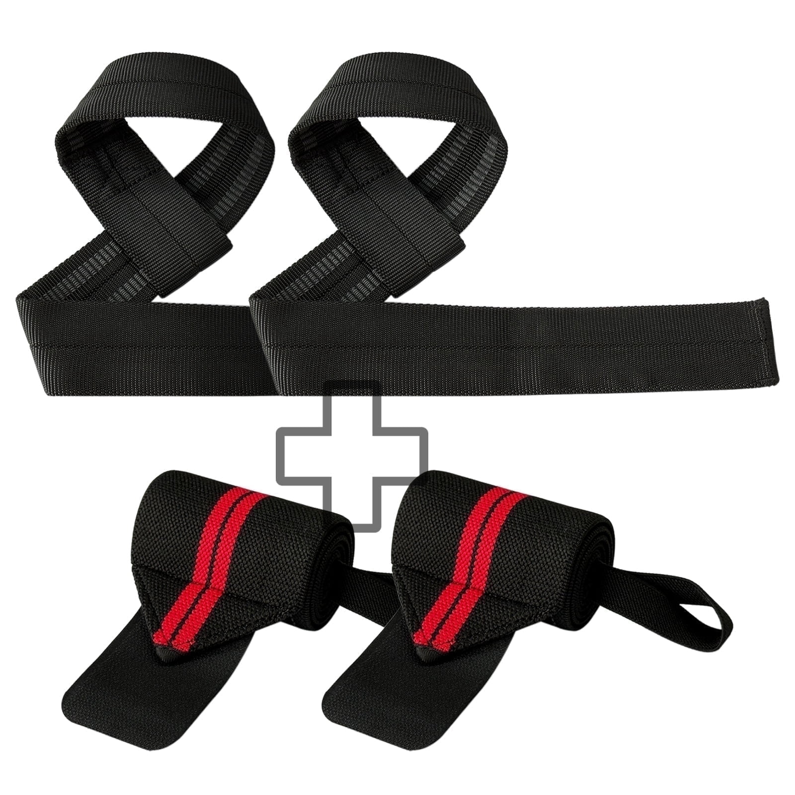 Lockways Lifting Straps Sets for Weightlifting 25 In Lifting Straps and 23 In Wrist Straps for Gym Bodybuilding Strength Training 4 Pcs